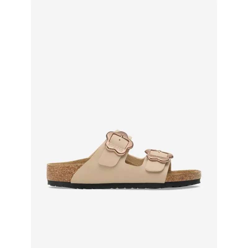 BIRKENSTOCK Girls Arizona Flower Buckle Sandals in Beige