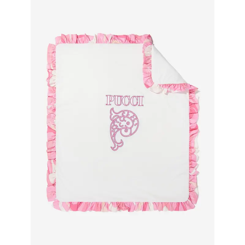 PUCCI Baby Girls Logo Blanket in Ivory (90cm)