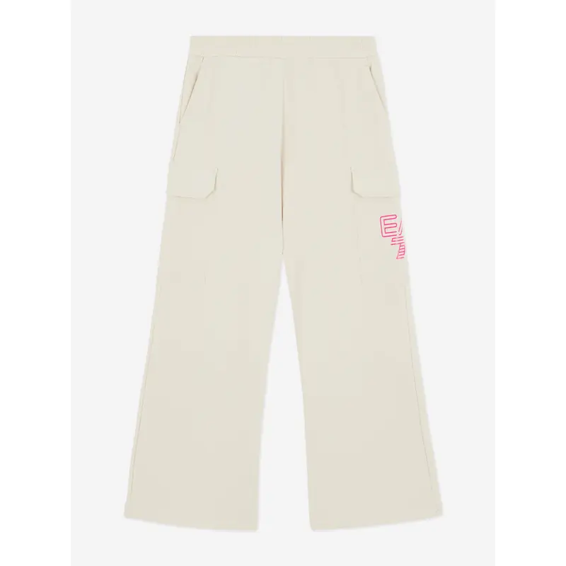EA7 Emporio Armani Girls Logo Cargo Pants in Ivory