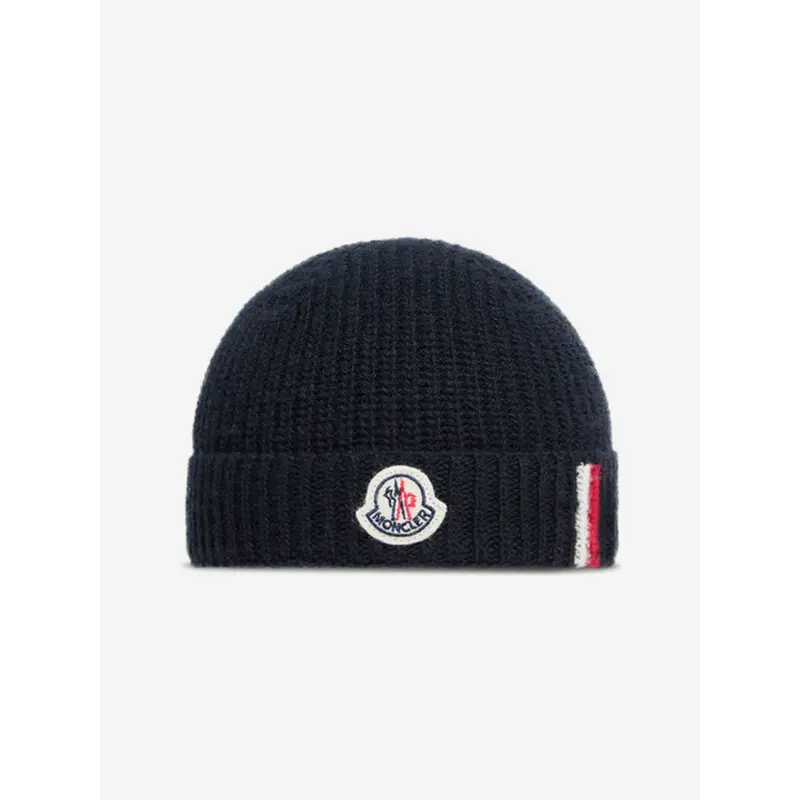 Moncler Enfant Baby Boys Wool Knitted Beanie in Navy