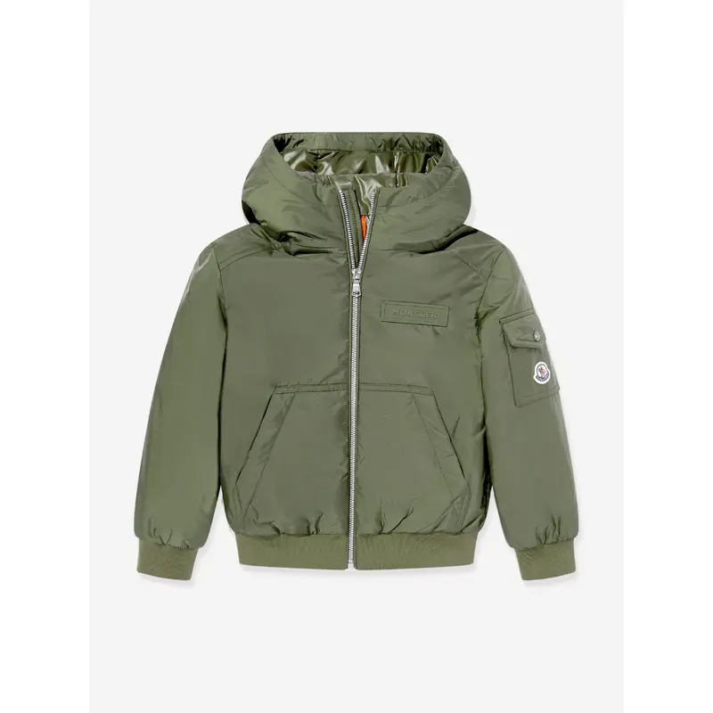 Moncler Enfant Boys Duncer Down Padded Bomber Jacket in Green