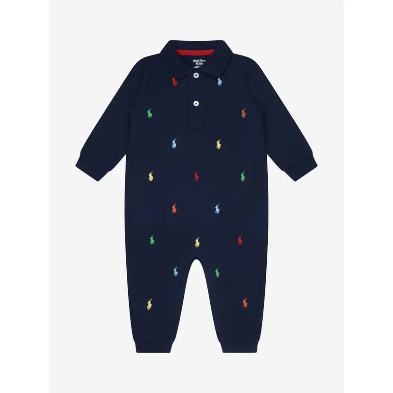 Baby Boys Logo Romper in Navy