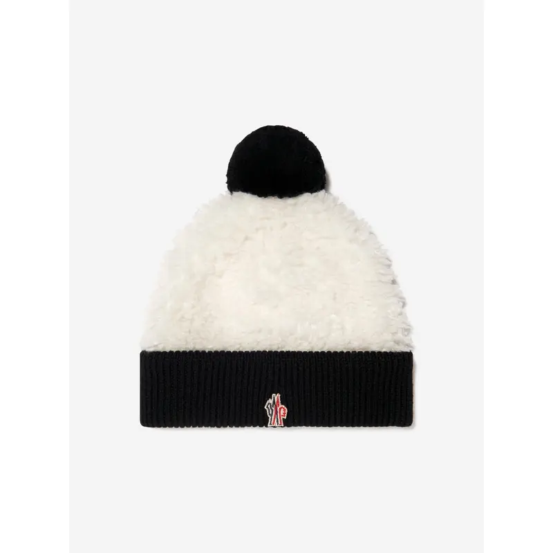 Moncler Enfant Girls Faux Fur Logo Bobble Hat