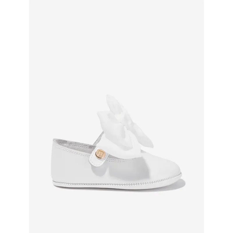 Andanines Baby Girls Mary Jane Shoes With Bow in White