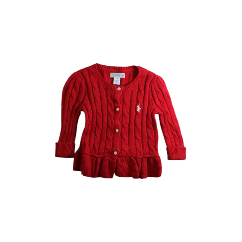 Ralph Lauren Cable Knit Ruffle Cardigan 6-12M