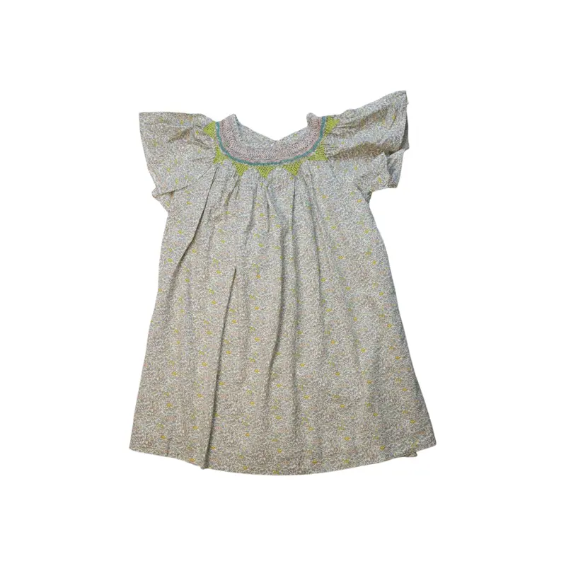 Bonpoint Smocked Short Sleeve Dress 6T
