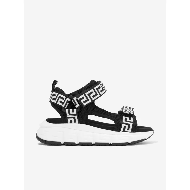 Versace Kids Greca Strap Sandals in Black
