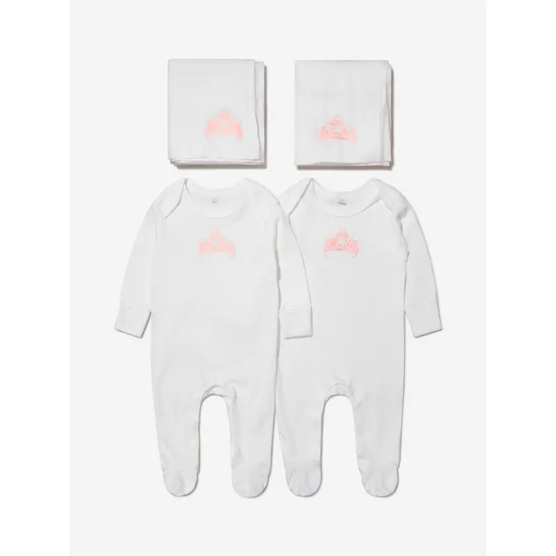 Cotton and Company Baby Girls Organic Cotton Crown Babygrow And Muslin Set