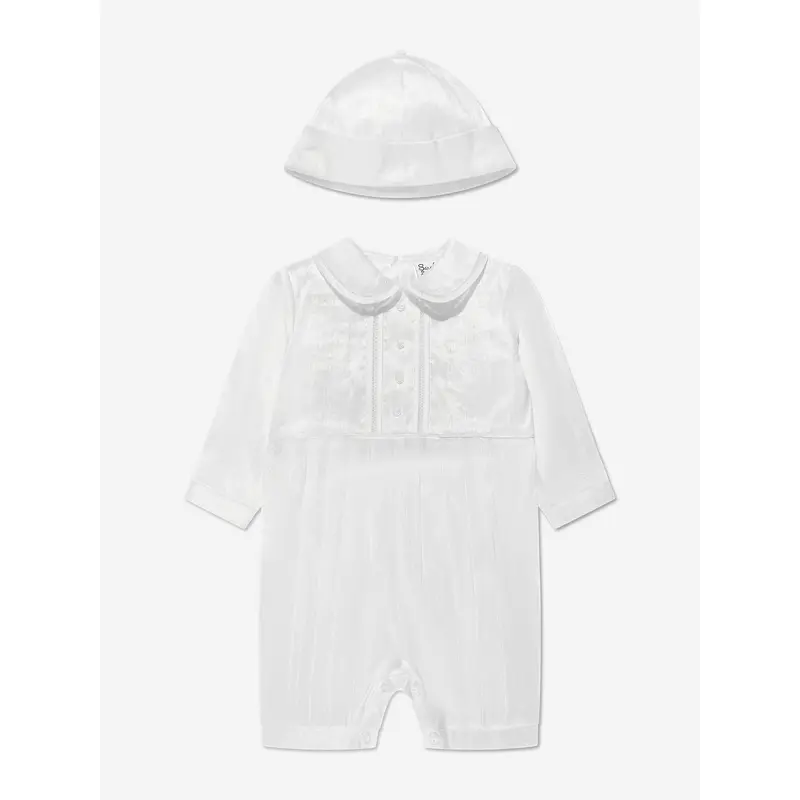 Sarah Louise Baby Boys Romper And Hat in White