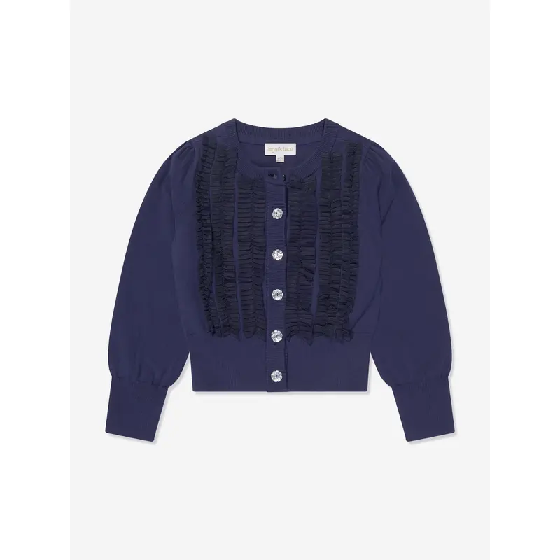Angels Face Girls Izzy Tulle Ruffle Cardigan in Navy