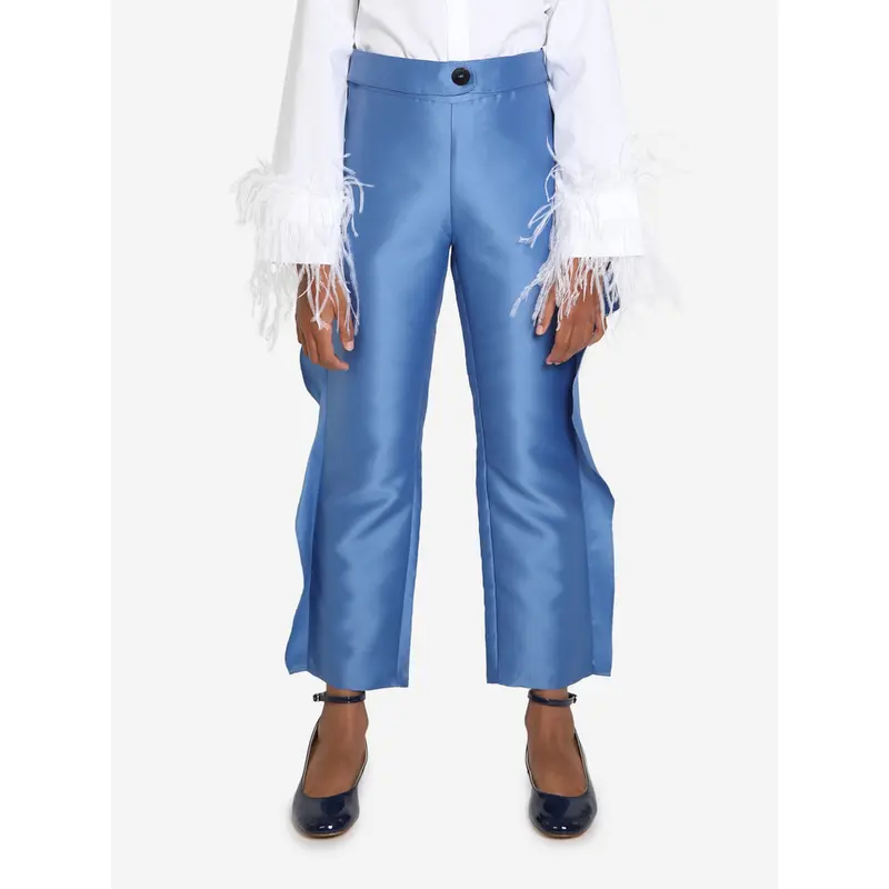 Mama Luma Girls Ruffle Trousers in Blue