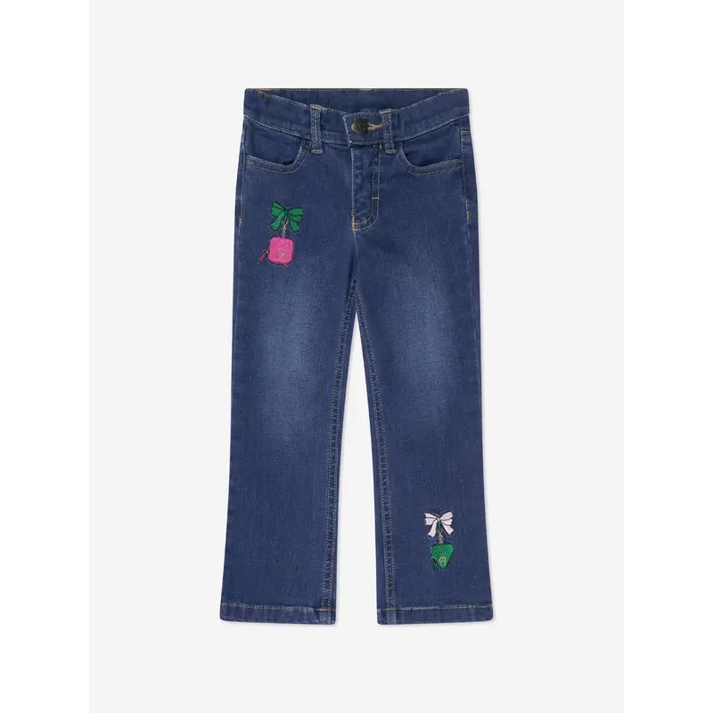 Aigner Girls Embroidered Flared Jeans in Blue