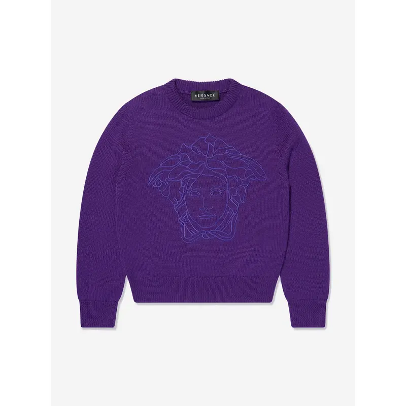 Versace Girls Wool Logo Jumper in Purple