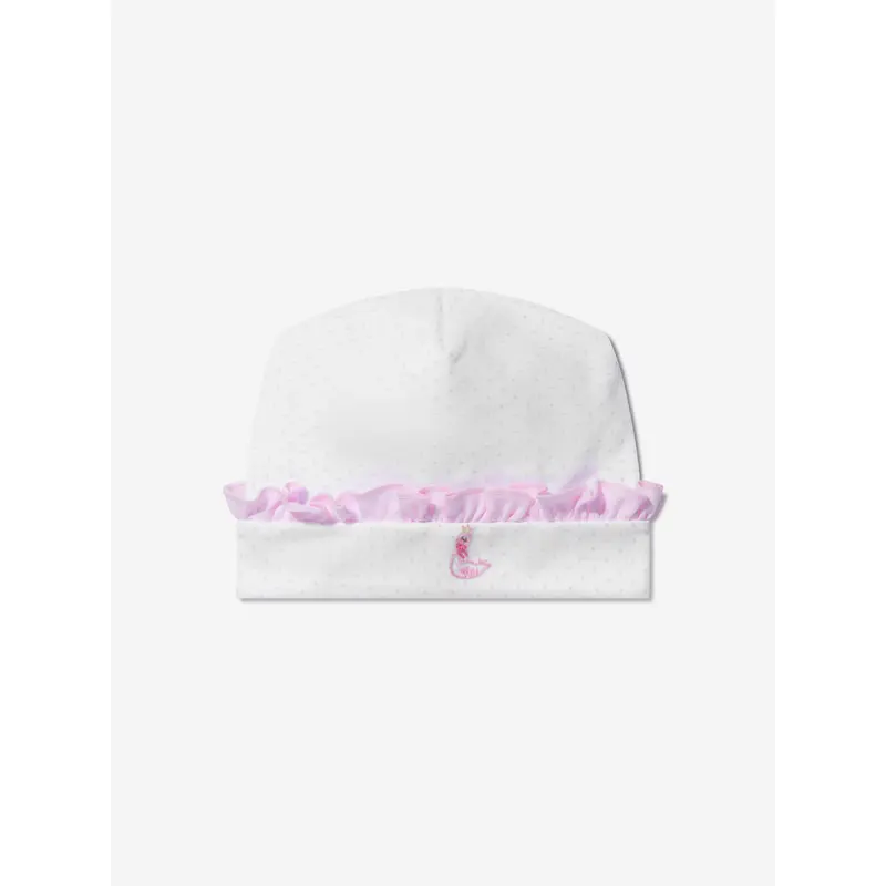 Magnolia Baby Baby Girls Princess Swan Embroidered Ruffle Hat in White