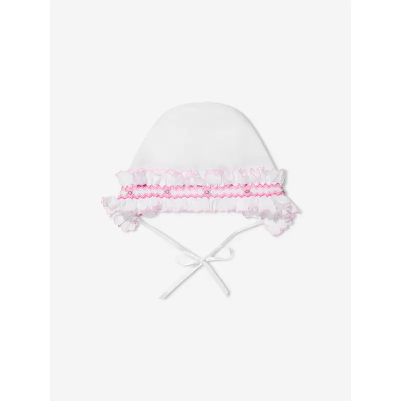 Sarah Louise Baby Girls Bonnet in White