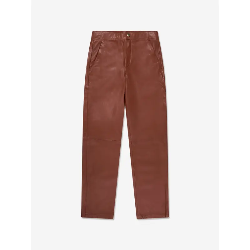 Chlo Girls Leather Trousers in Crimson