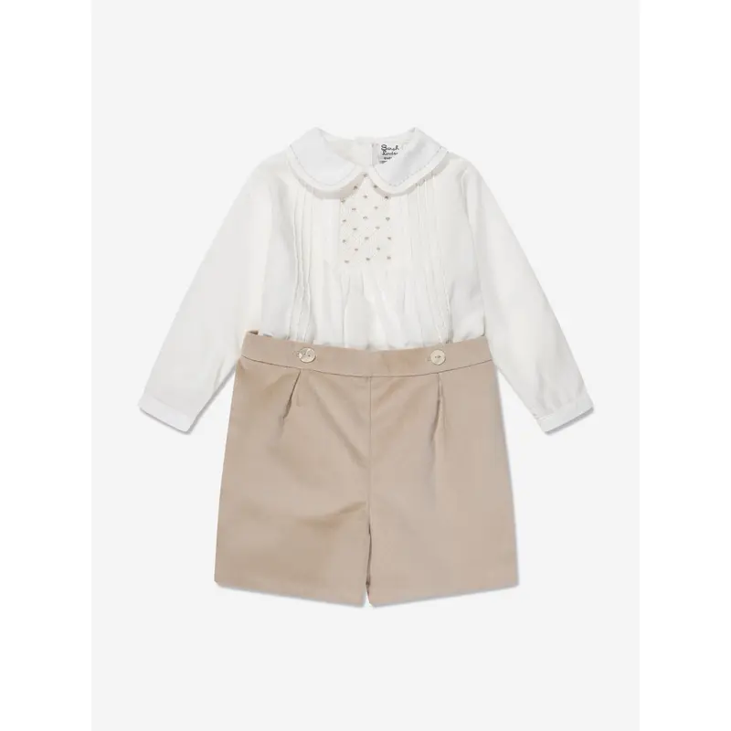 Sarah Louise Baby Boys 2 Piece Set in Beige