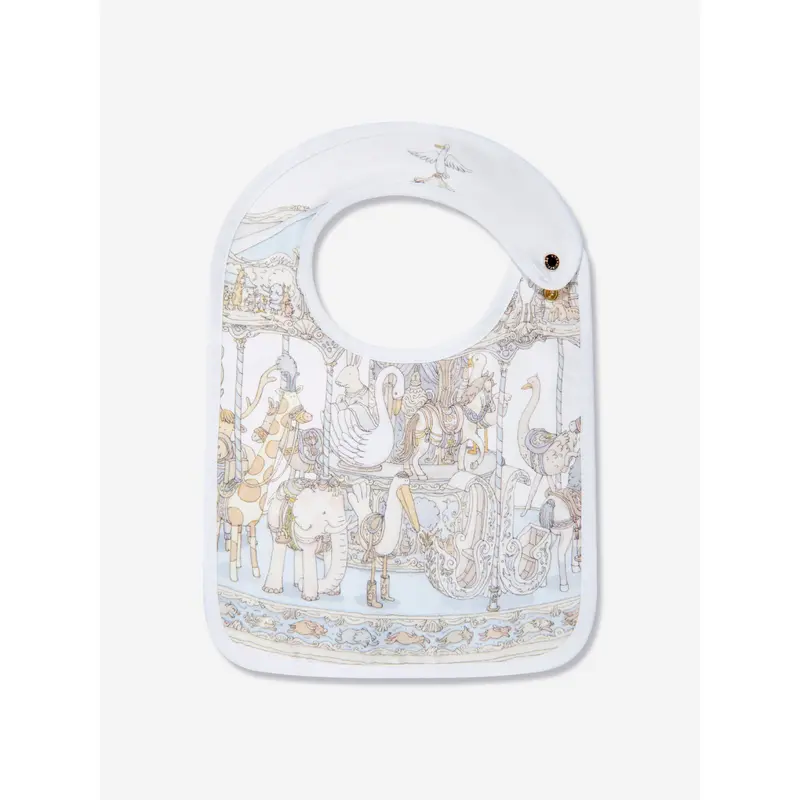 Atelier Choux Baby Boys Carousel Satin Bib in Blue