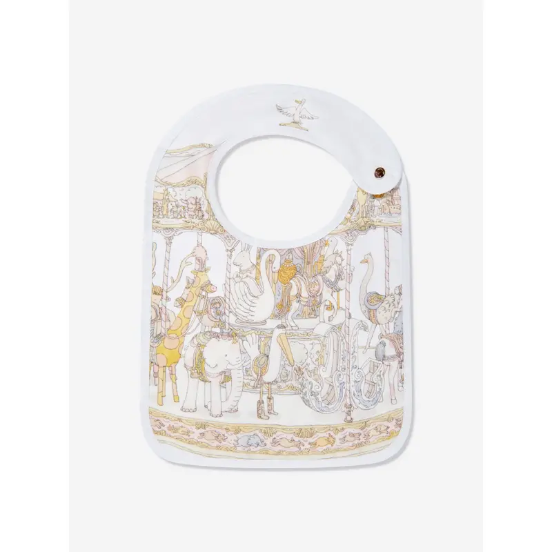 Atelier Choux Baby Girls Carousel Satin Bib in Pink