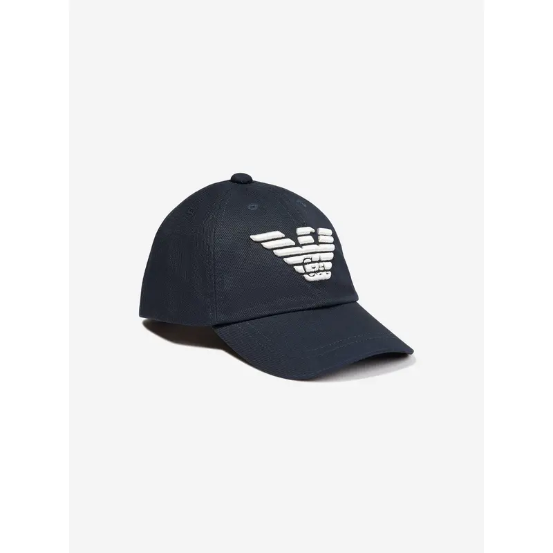 Emporio Armani Kids Logo Baseball Cap in Navy