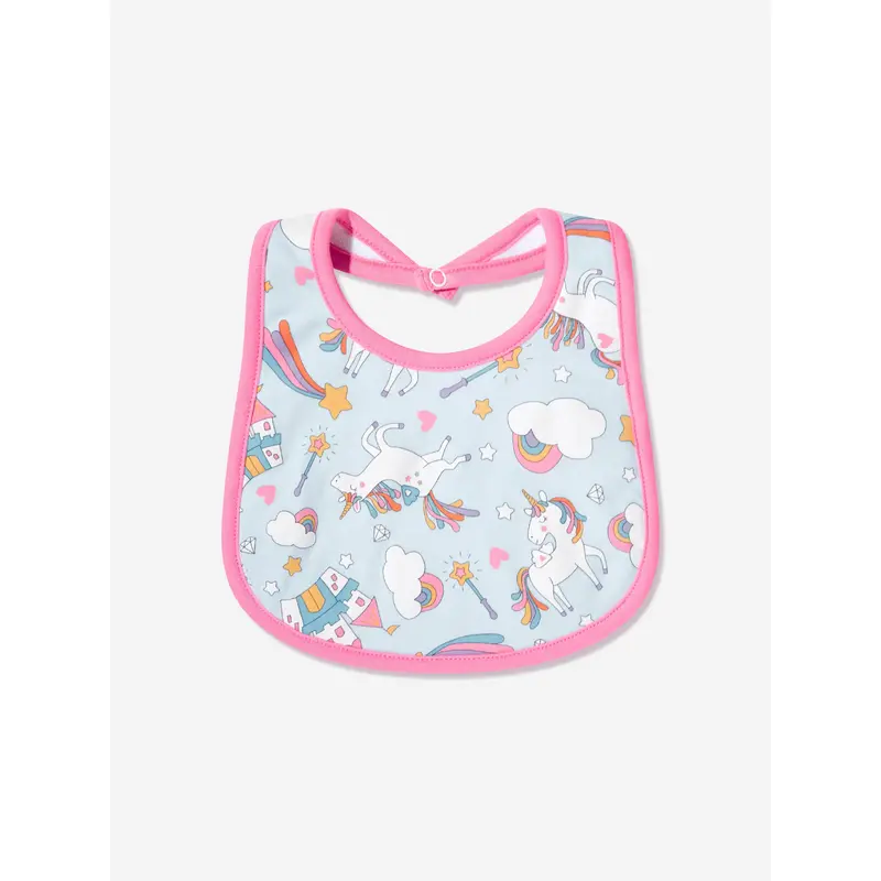 Magnolia Baby Baby Girls Dreamy Unicorns Bib in Pink