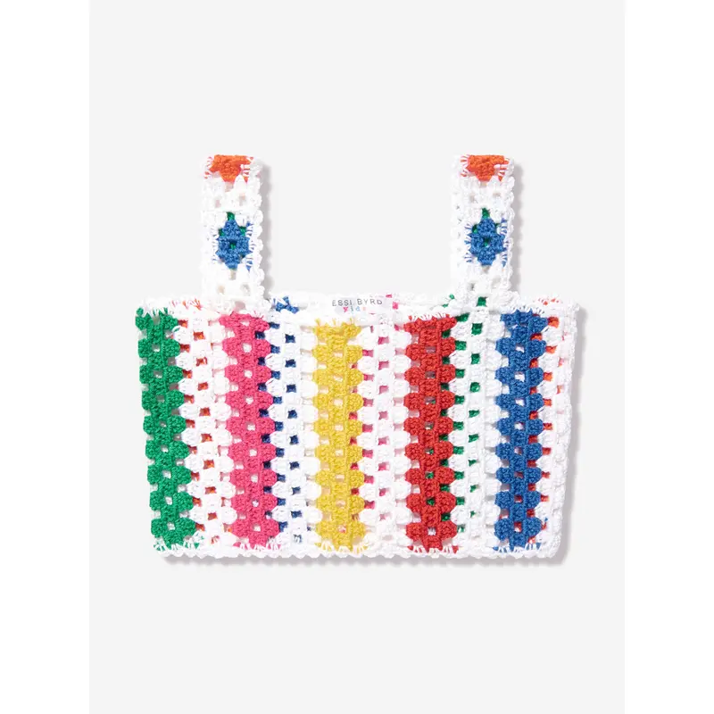 Nessi Byrd Girls Striped Rainbow Crop Top in Multicolour