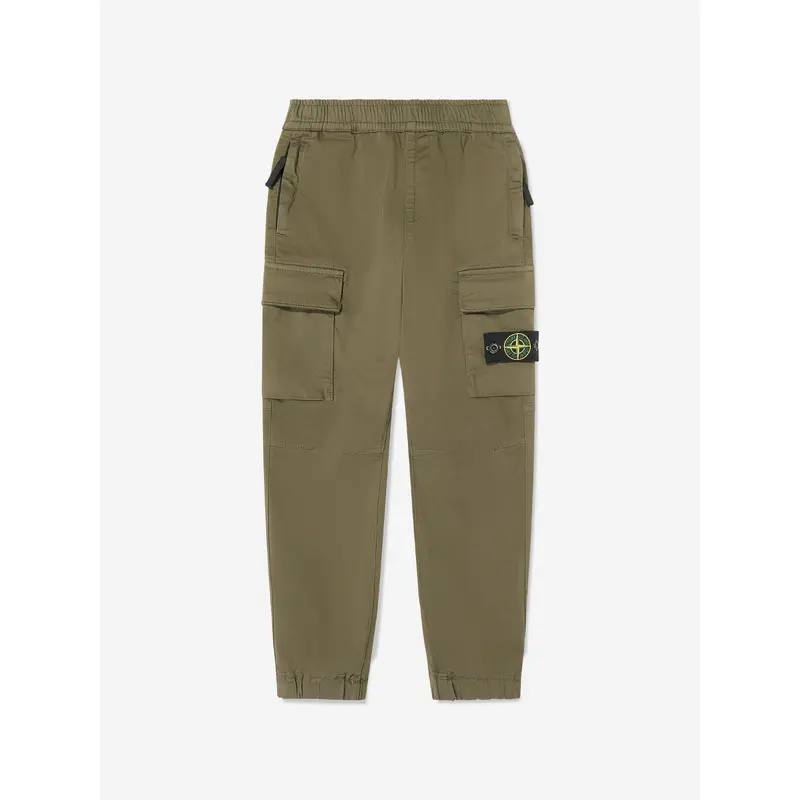 Stone Island Boys Cargo Trousers in Green