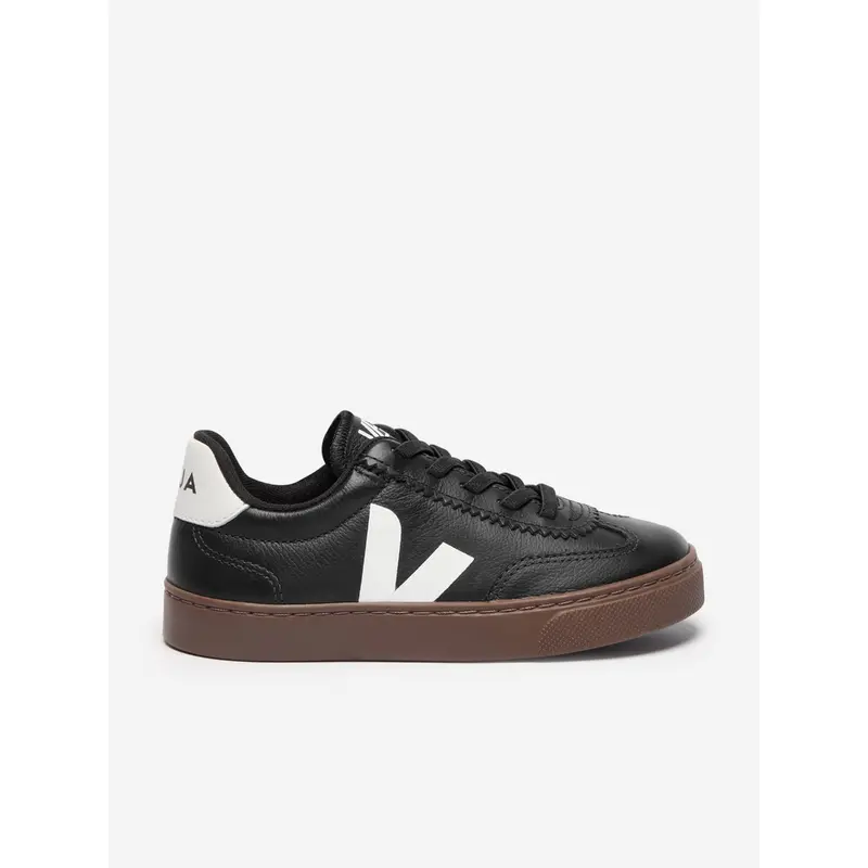 Veja Kids Leather Small Volley Trainers in Black
