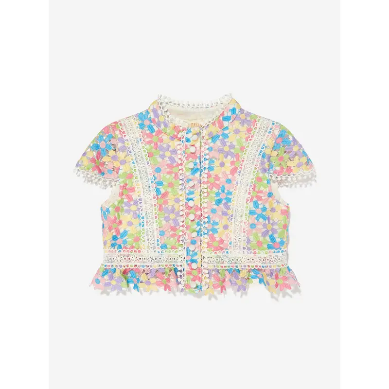 Marlo Girls Giselle Embroidered Top in Multicolour