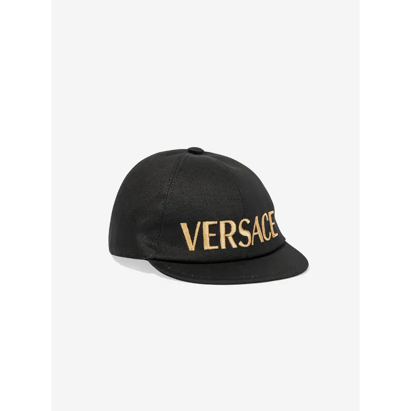 Versace Kids Embroidered Logo Cap in Black