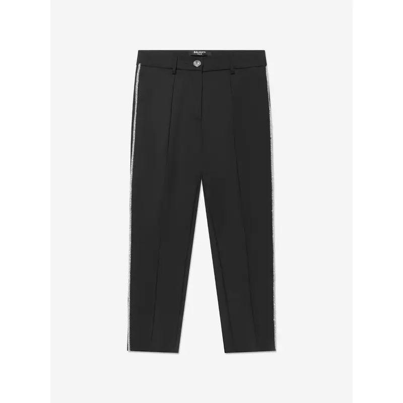 Balmain Girls Wool Suit Trousers in Black