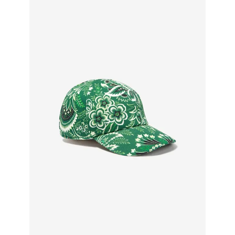 Etro Boys Floral Paisley Cap in Green