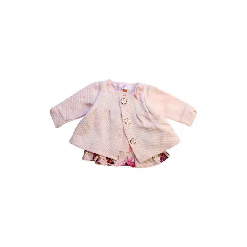 Baker By Ted Baker Quilted Coat With Floral Trim 3-6M