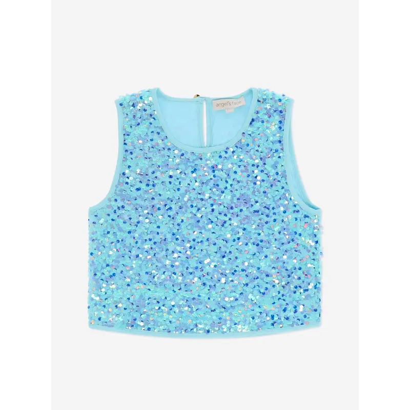 Angels Face Girls Diva Sequin Top in Blue