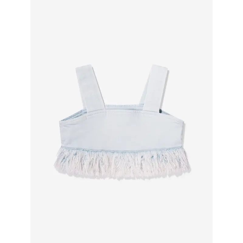 DL1961 Girls Cora Denim Fur Crop Top in Blue