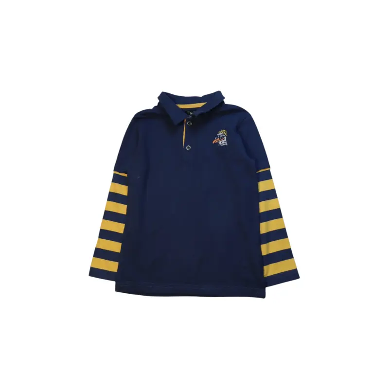 La Compagnie Des Petits Long Sleeve Polo With Striped Sleeves - Size 5T