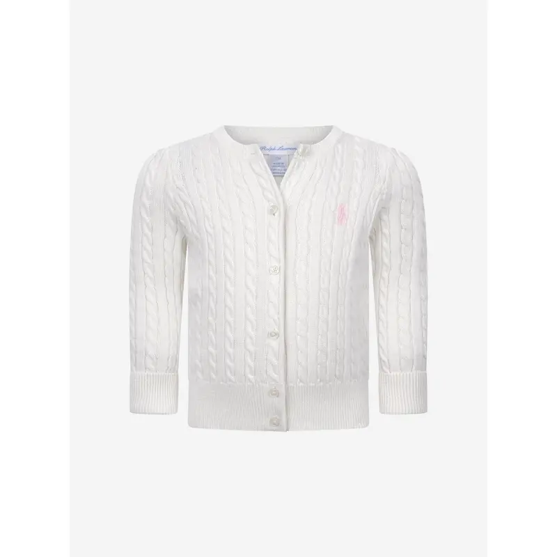 Baby Girls Mini Cable Knit Cardigan in Ivory