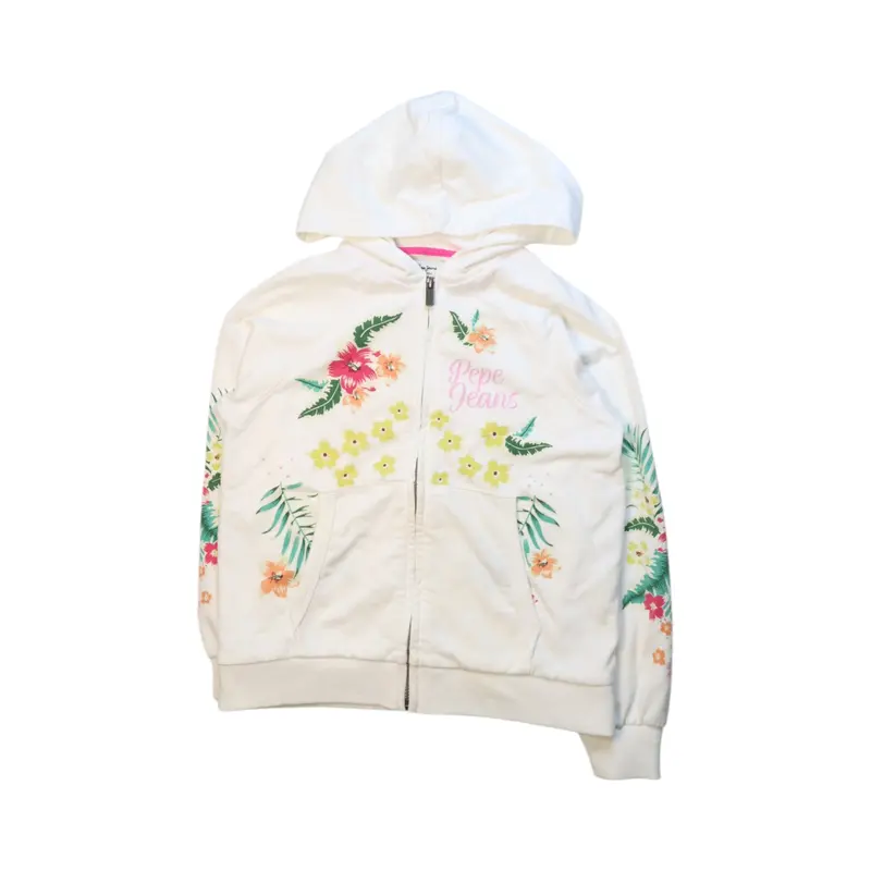 Pepe Jeans Hooded Floral Zippered Sweatshirt 8Y