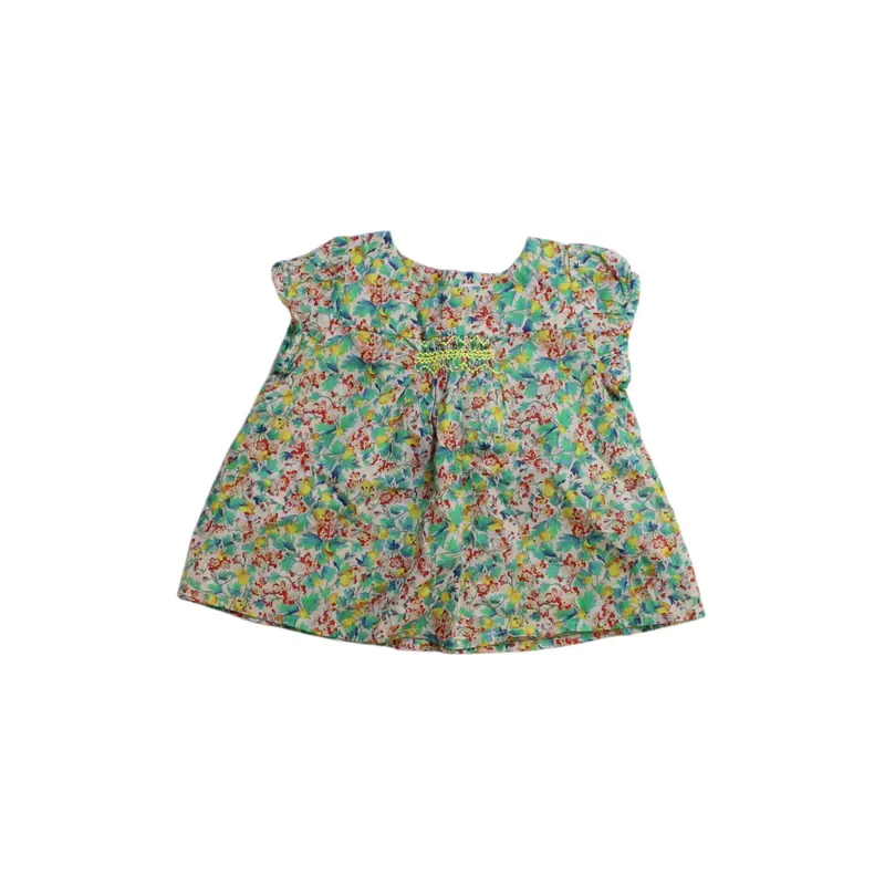 Bonpoint Floral Short Sleeve Dress 3-6M