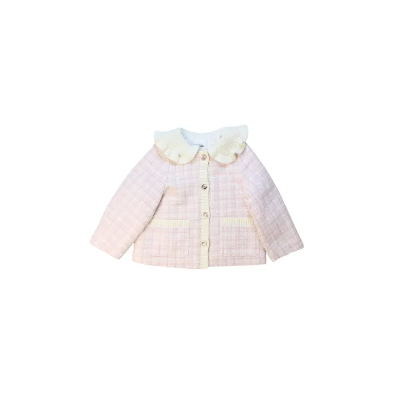 Balabala Ruffled Collar Checkered Coat 3T