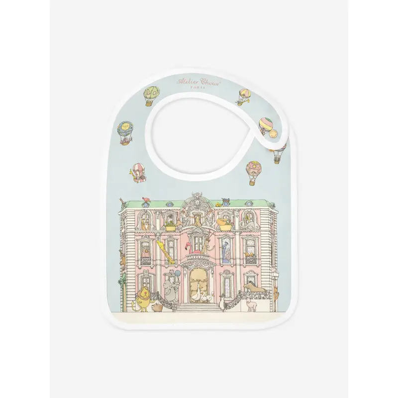 Atelier Choux Baby Satin Monceau Mansion Bib in Blue