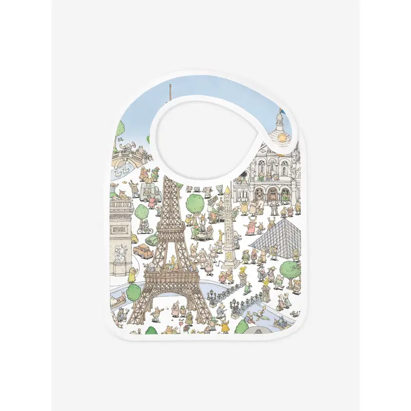 Atelier Choux Baby Satin Paris Bib in Blue