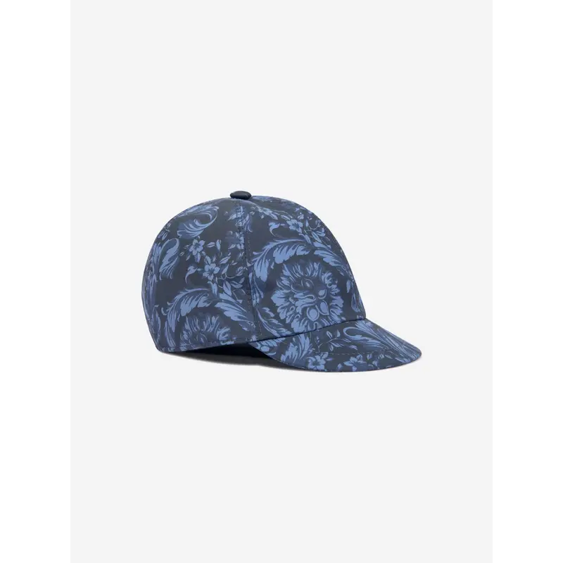 Versace Boys Baroque Print Cap in Navy