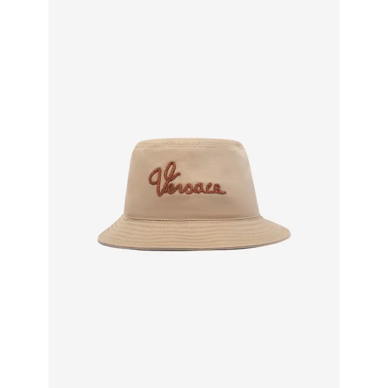 Versace Kids Logo Bucket Hat in Beige