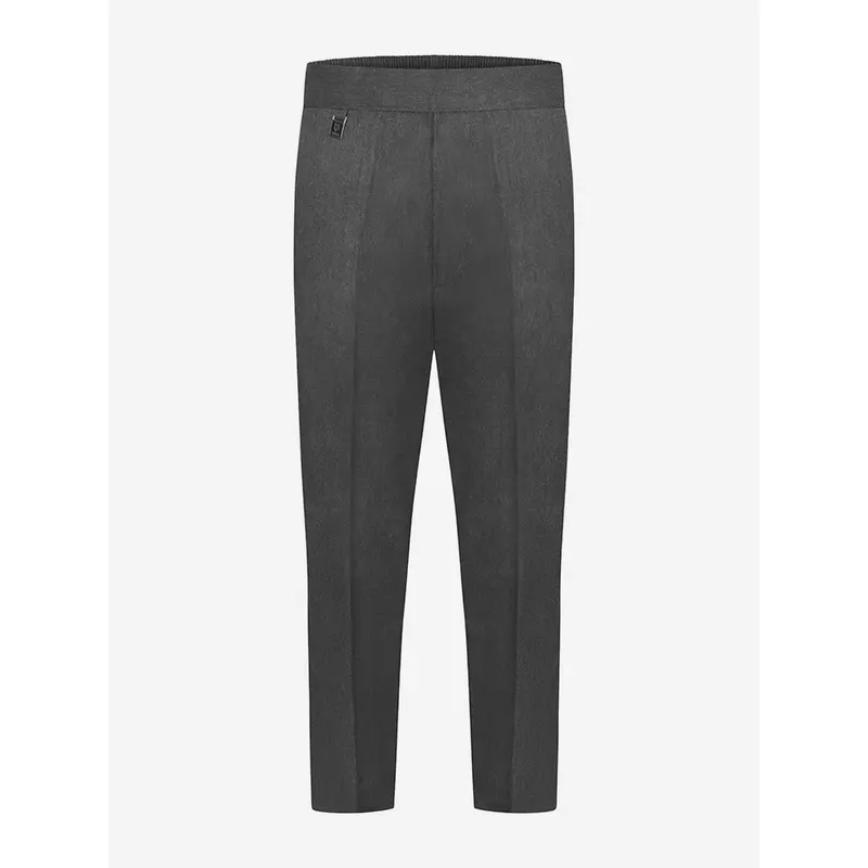Zeco Boys School Elastic Back Pull-Up Slim Fit Trousers in Grey