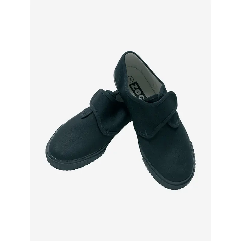Zeco Kids School Velcro Plimsolls in Black