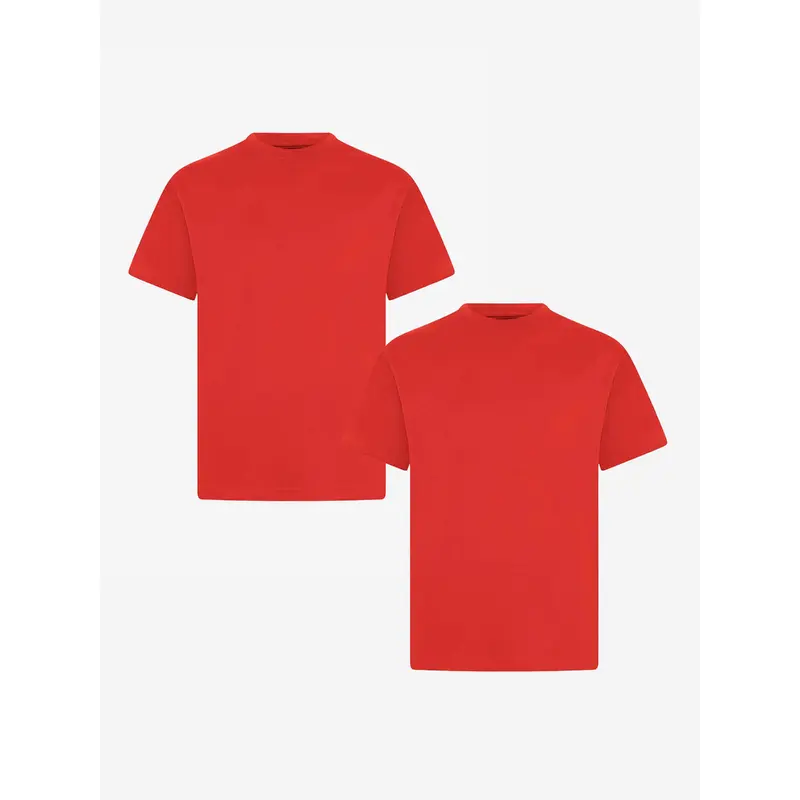 Zeco Kids School Crew Neck T-Shirt (Twin Pack) in Red