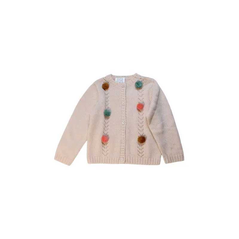 Bonheur Du Jour Cardigan With Pom Poms 6T