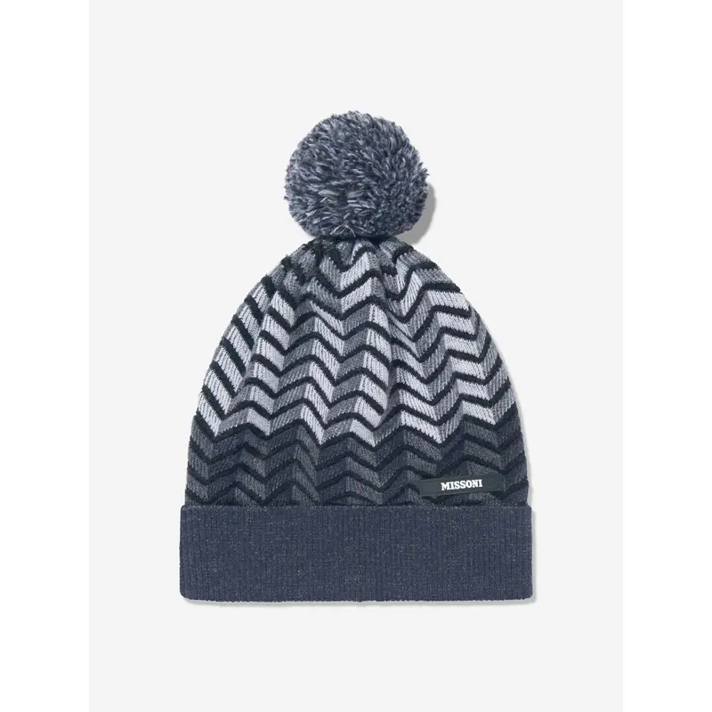 Missoni Boys Wool Zigzag Bobble Hat in Black
