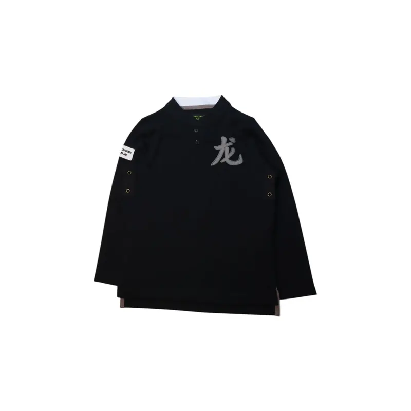 Shanghai Tang Dragon Embroidered Long Sleeve Polo 4T